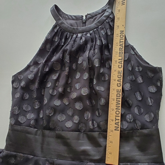 JONES&CO. BLACK COCKTAIL RUFFLE TIERED KNEE-LENGTH HALTER NECK DRESS ( SIZE 10 ) - Picture 8 of 11